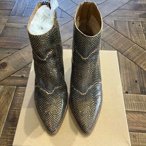 Lucky Brand Brown & Black Snakeskin Ankle Booties